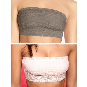 2 Free People lace bandeaus (1 ivory, 1 taupe)